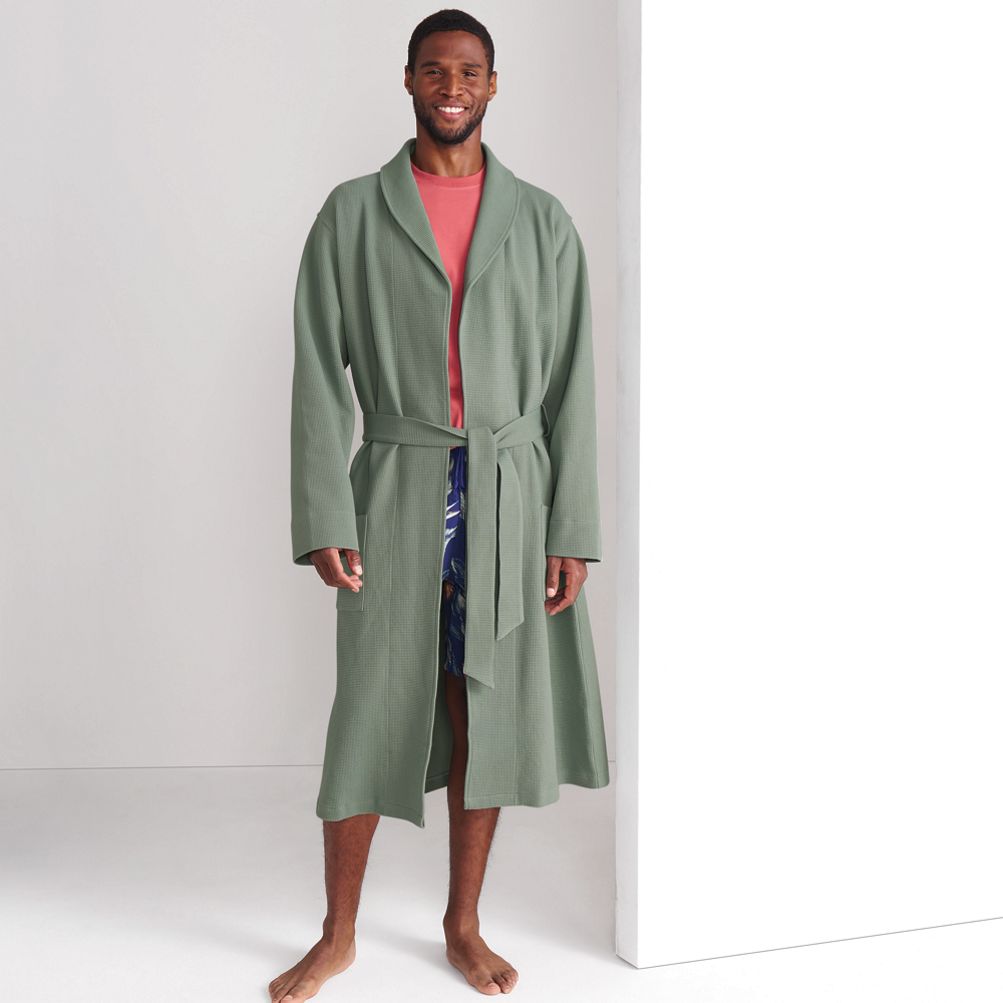 Hanes Premium Men's Waffle Knit Robe - Heathered Gray One Size Fits Most :  Target