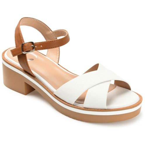 White Open Toe Crisscross Slide Heels