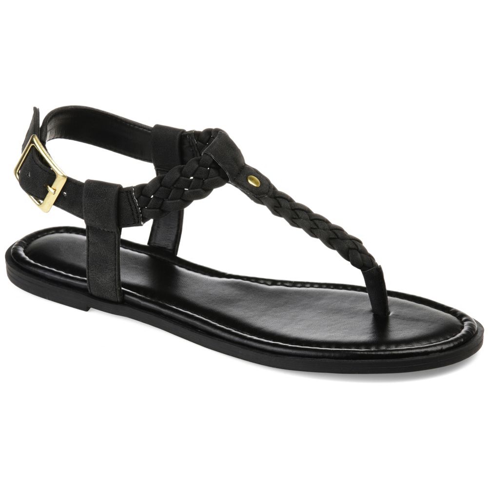 Journee Collection Women's Genevive Tru Comfort Foam Braided T Strap  Sandals