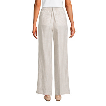 Pantalon Large à Pinces en Lin Taille Haute, Femme Stature Standard image number 1