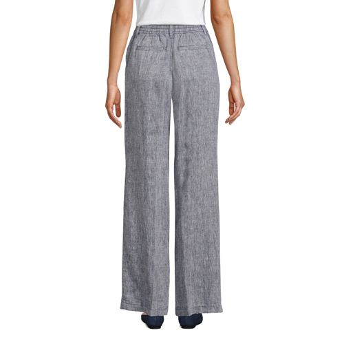 Pantalon Large à Pinces en Lin Taille Haute, Femme Stature Standard image number 1