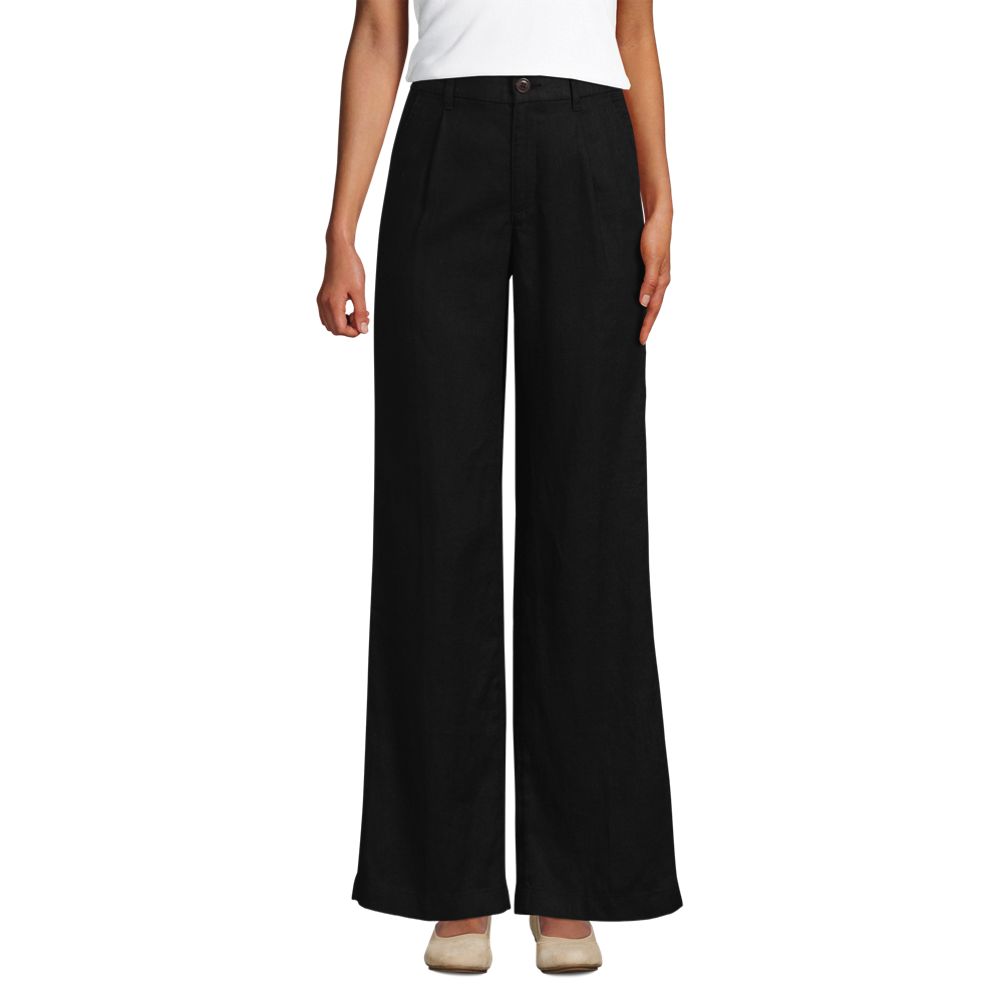 Lands' End Women's Size 10 Petite, Linen Market Pants, Black