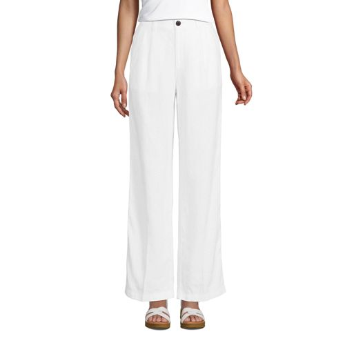 Pantalon Large à Pinces en Lin Taille Haute, Femme Stature Standard image number 0