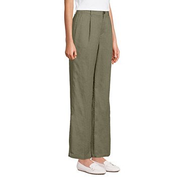 Pantalon Large à Pinces en Lin Taille Haute, Femme Stature Standard image number 2