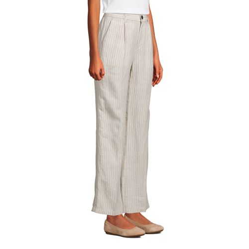 Pantalon Large à Pinces en Lin Taille Haute, Femme Stature Standard image number 2