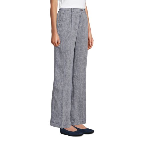 Pantalon Large à Pinces en Lin Taille Haute, Femme Stature Standard image number 2