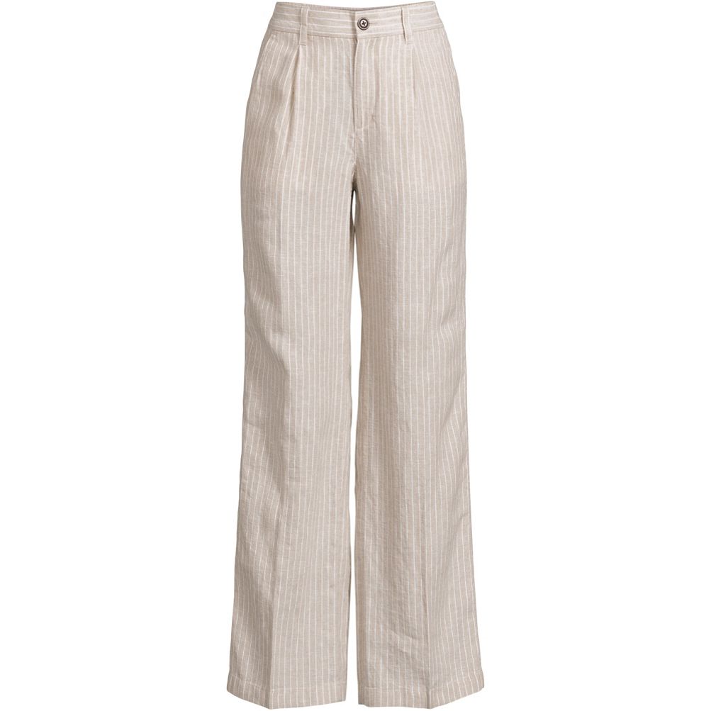 Lands' End Women's High Rise Elastic Back Pleated Wide Leg Pants