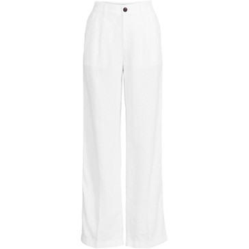 Pantalon Large à Pinces en Lin Taille Haute, Femme Stature Standard image number 4