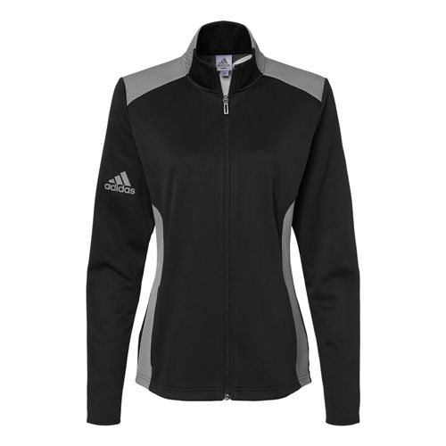 adidas Women's Plus Size Custom Logo Textured Full Zip Jacket