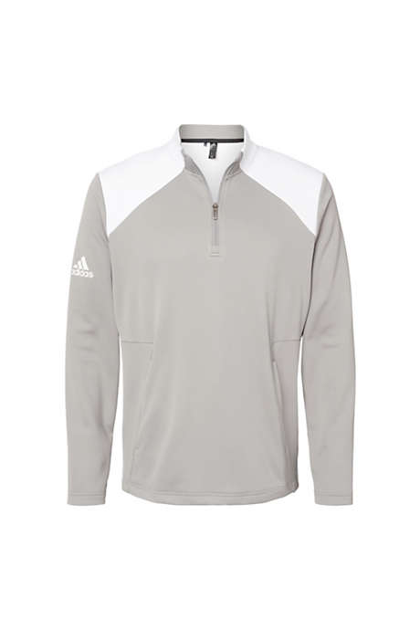 adidas Men's Big Custom Logo Textured Quarter Zip Pullover Shirt