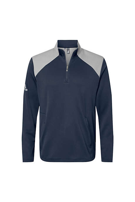 adidas Men's Big Custom Logo Textured Quarter Zip Pullover Shirt