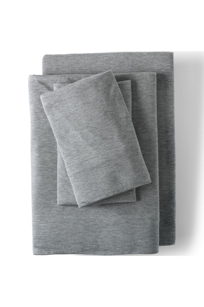Lands' End Lightweight Stretch Modal Jersey Heathered Bed Sheet Set In Gray