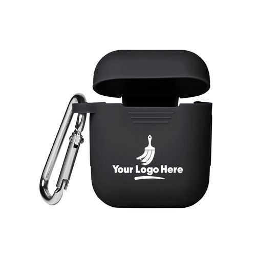 Custom Logo Silicone Earbud Case Cover with Carabiner