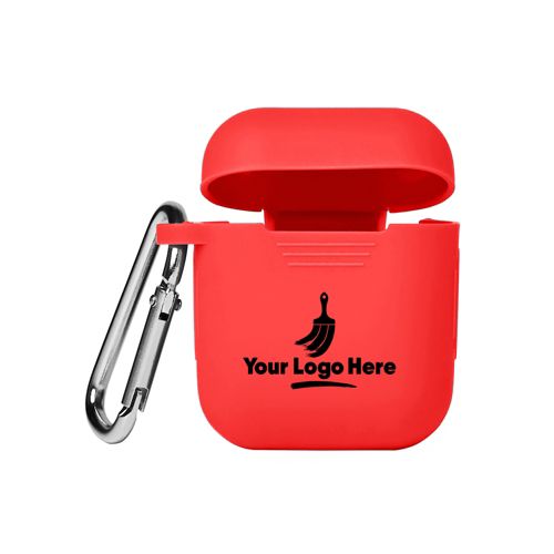 Custom Logo Silicone Earbud Case Cover with Carabiner