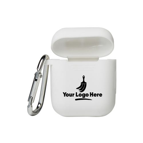 Custom Logo Silicone Earbud Case Cover with Carabiner