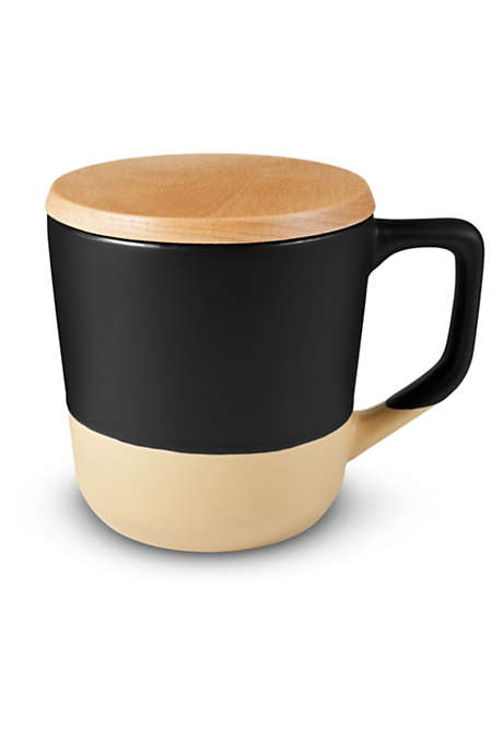 16.5oz Custom Logo Boston Ceramic Coffee Mug with Wood Lid