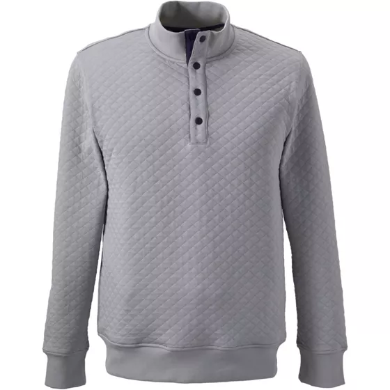 Unisex Quilted Snap Neck Long Sleeve Knit Top - primary