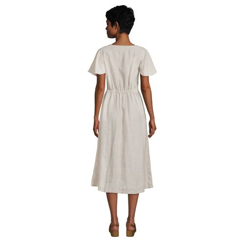 Robe Midi Sweetheart en Lin à Manches Courtes, Femme Stature Standard image number 1