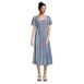 Women's Petite Linen Sweetheart Button Front Midi Dress, Front