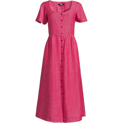 Robe Midi Sweetheart en Lin à Manches Courtes, Femme Stature Standard image number 0