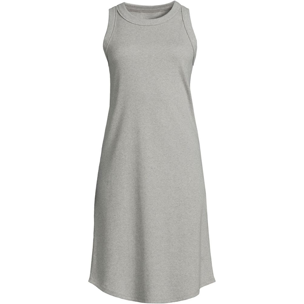 ★ ★ Women's Cotton Ribbed Sleeveless Dress 44C2 Women's Cotton Rib Sleeveless Midi Tank Dress | Lands' End