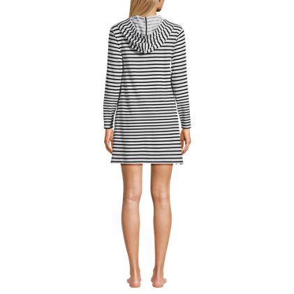 Women's Cotton Jersey Long Sleeve Hooded Swim Cover-up Dress - image 5