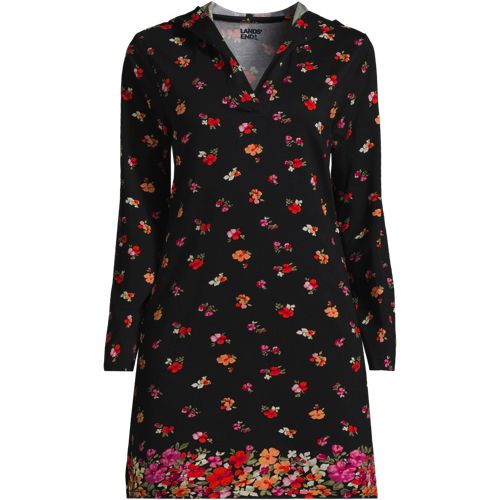 Women's Cotton Jersey Long Sleeve Hooded Swim Cover-up Dress