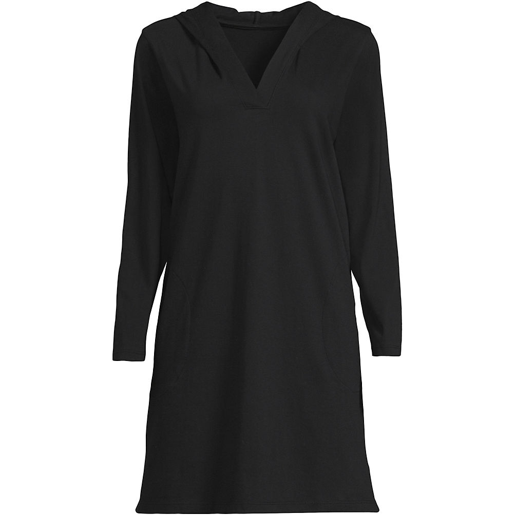 Women\'s Cotton Jersey Long Sleeve Hooded Swim Cover-up Dress | Lands\' End