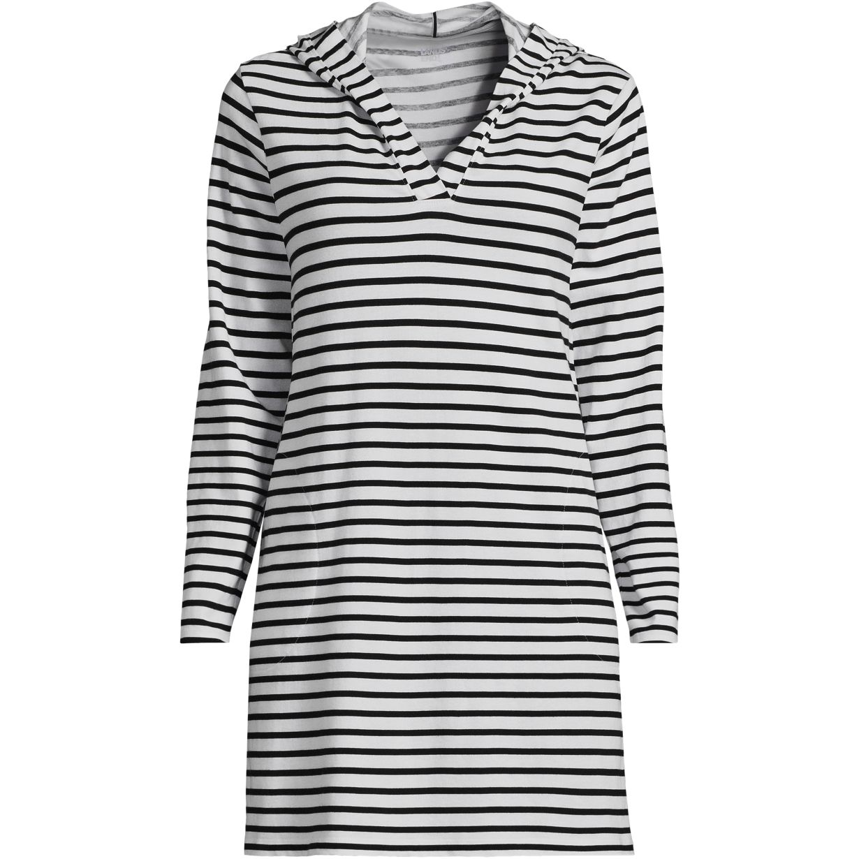 Women's Cotton Jersey Long Sleeve Hooded Swim Cover-up Dress