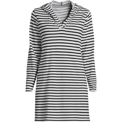 Women's Cotton Jersey Long Sleeve Hooded Swim Cover-up Dress - image 3
