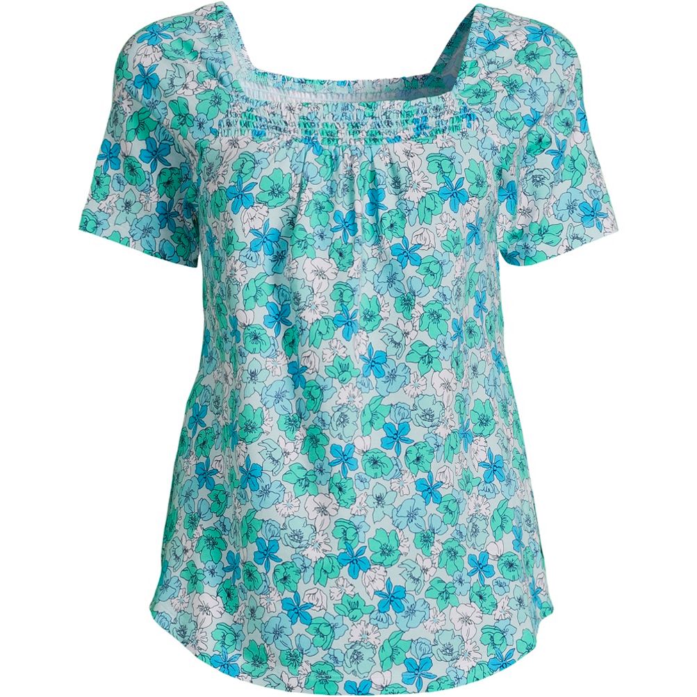 SMOCKED SQUARE-NECK TOP