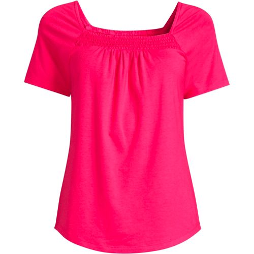 T-Shirt Encolure Carrée à Smocks et Manches Courtes, Femme Stature Standard image number 4