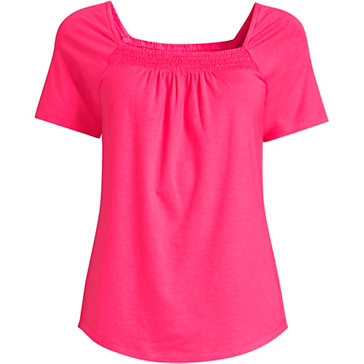 Baumwoll/Modal-Shirt mit gesmoktem Ausschnitt für Damen image number 4