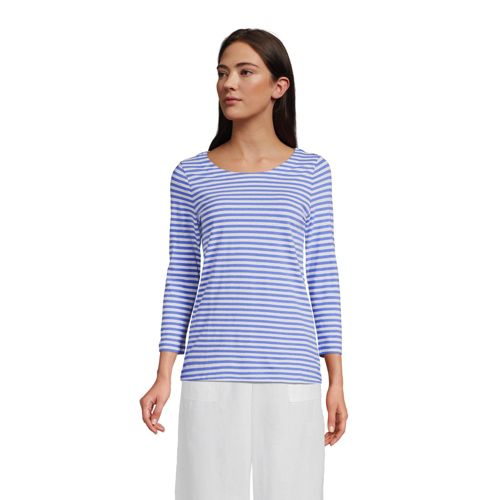 T-Shirt en Lin et Coton à Manches 3/4, Femme Stature Standard image number 0