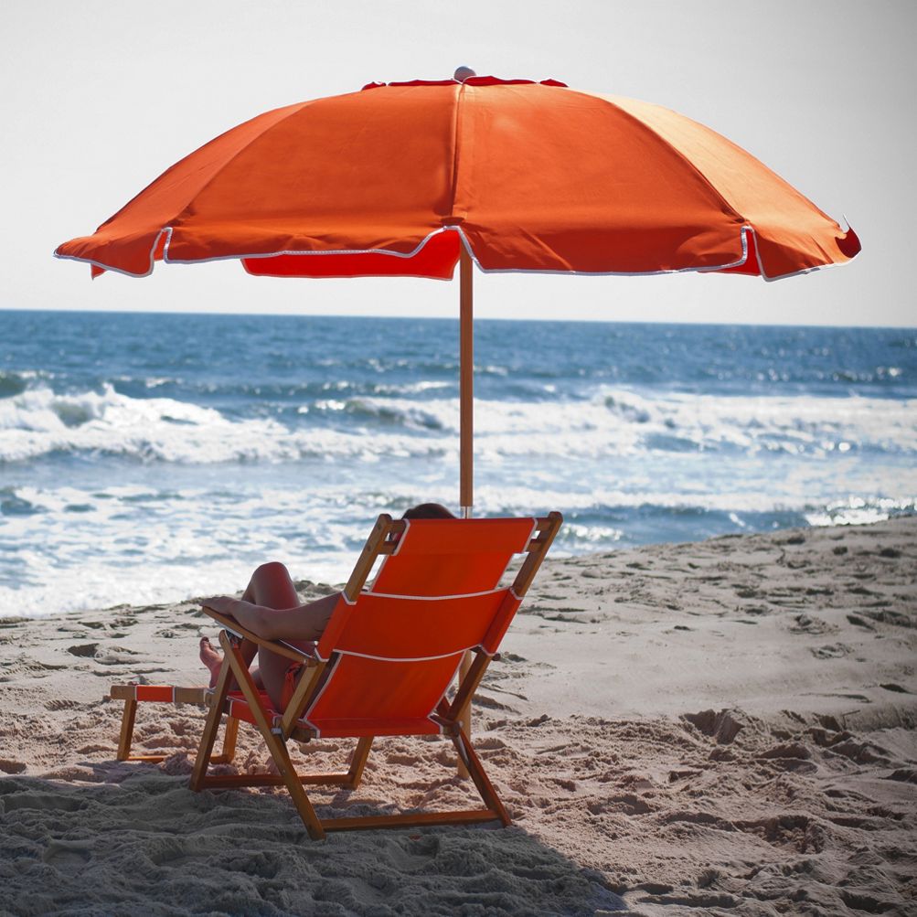 Frankford Umbrella Wooden Lounge Patio Chair with Footrest Lands