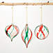 Sullivans Green and Red Striped Christmas Glass Ornaments - Set of 3, Front