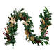 Northlight 6' Artificial Burlap Poinsettia Mixed Pine and Berries Christmas Garland, Front