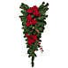 Northlight 30" Artificial Red Poinsettia and Gold Pine Cone Christmas Teardrop Swag, Front