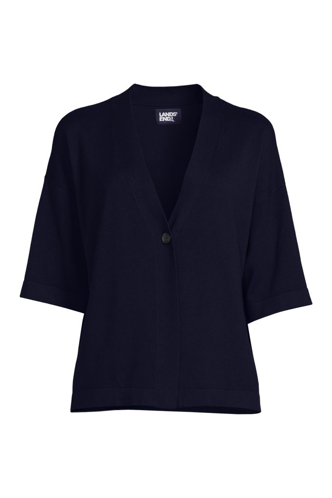 Women's Petite Light Kimono Cardigan - Lands' End - Blue - XS