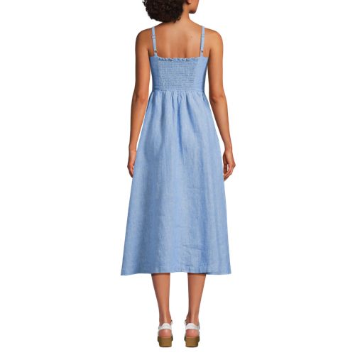 Women's Linen Sleeveless Midi Dress, Back