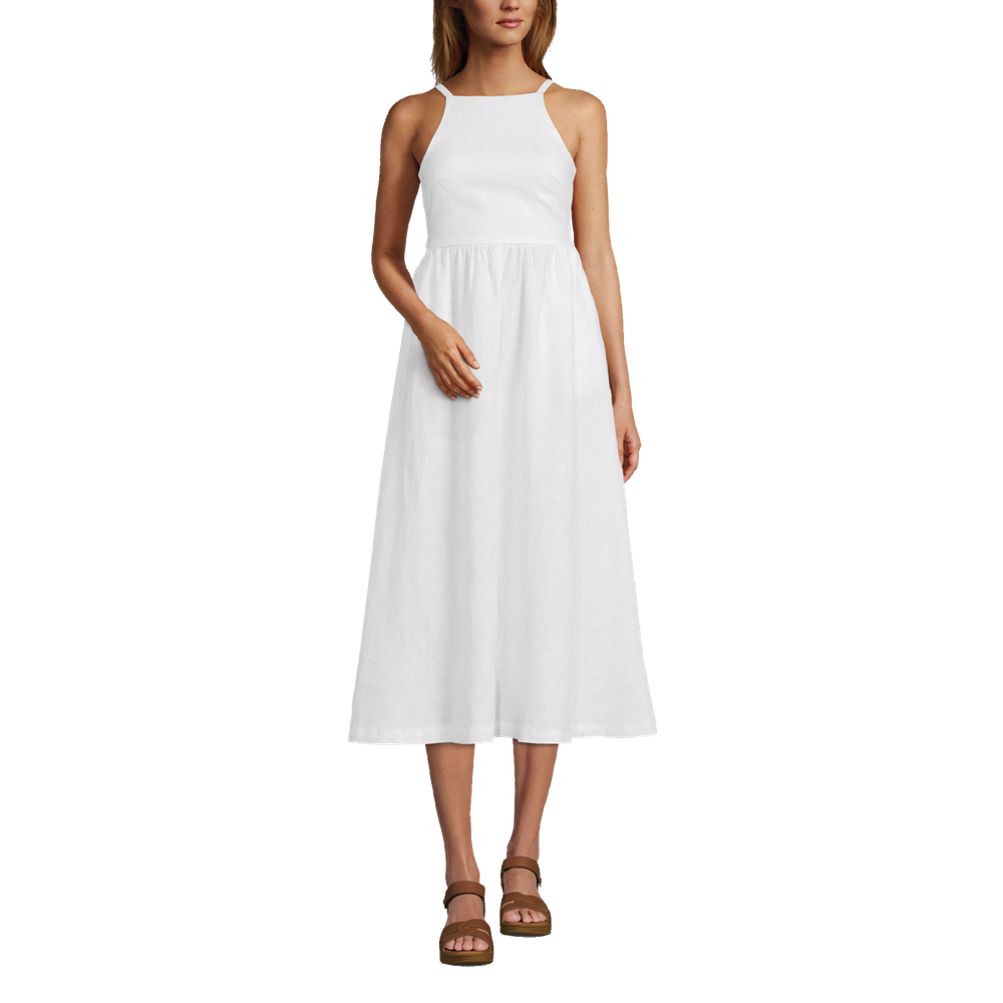 Women s Linen Sleeveless Midi Dress Lands End