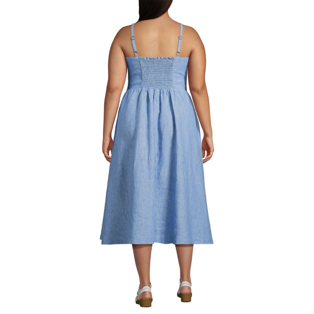 Women's Plus Size Linen Sleeveless Midi Dress | Lands' End