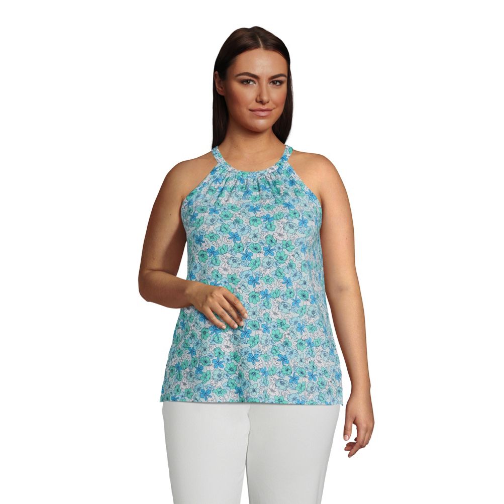 Women's Plus Size Light Weight Jersey Halter Tank Top | Lands' End