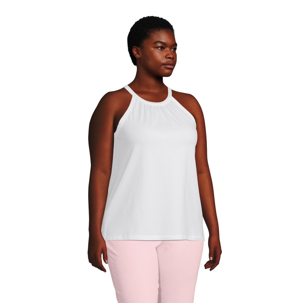 Women s Plus Size Light Weight Jersey Halter Neck Tank Top Lands