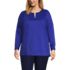 Women's Plus Size Stretch Broadcloth Long Sleeve Split Neck Tunic, Front