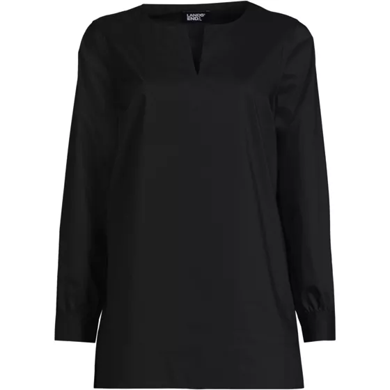 Women's Stretch Broadcloth Long Sleeve Split Neck Tunic - primary
