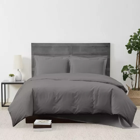 Cannon Solid Cotton Percale Duvet Cover Set - primary