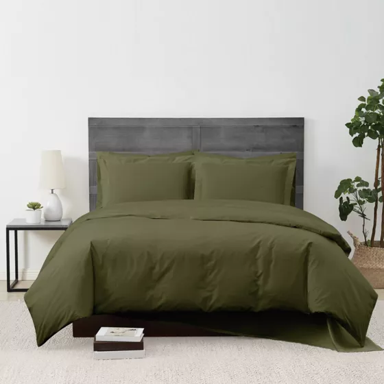 Cannon Solid Cotton Percale Duvet Cover Set - primary