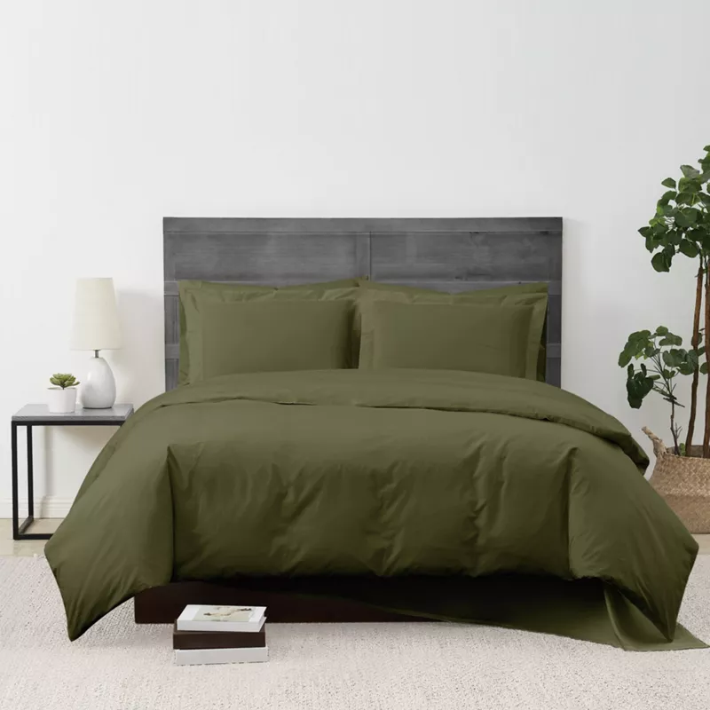 Cannon Solid Cotton Percale Duvet Cover Set, alternative image