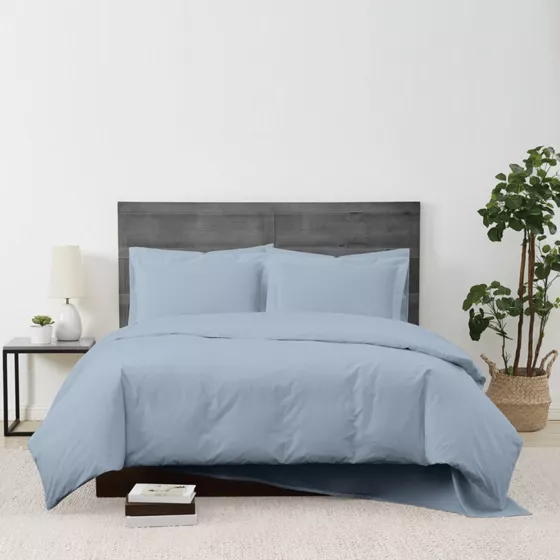 Cannon Solid Cotton Percale Duvet Cover Set - primary